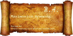 Maximovics Armanda névjegykártya
